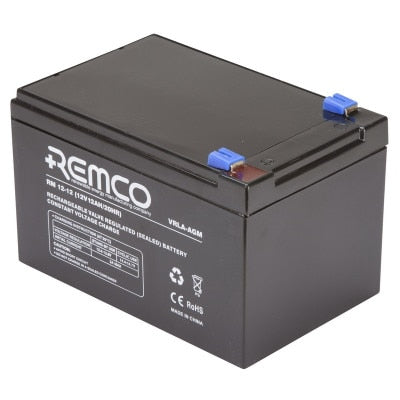 RM12-12 REMCO 12Ah VRLA AGM Battery - Standby Power, UPS, Security, Lighting, Fire Systems - Sealed, Long Life, Low Discharge 