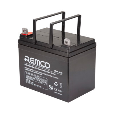 RM12-33DCM REMCO 12V 33Ah AGM Deep Cycle Battery - Mobility, Marine, RV, & Communications Use - Sealed & Spill-Proof 