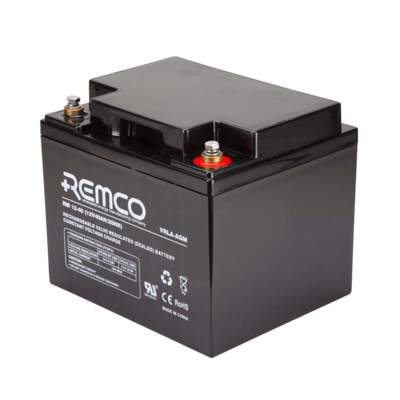 RM12-40 REMCO 12V 40Ah VRLA AGM Battery - UPS, Emergency Lighting, Security Systems - Long Shelf Life, Sealed Lead Acid 