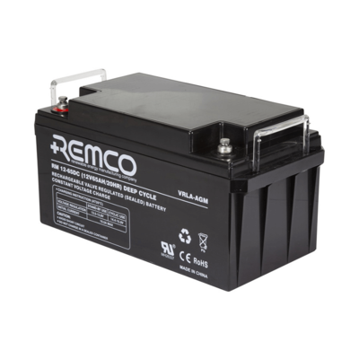 RM12-65DC REMCO AGM Deep Cycle Battery: 12V 65Ah - RV, Marine, Mobility, & Solar Applications - Spill-Proof, Vibration Resistant 