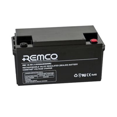 REMCO RM12-65 12V 65Ah VRLA AGM Battery - Standby Power, UPS, Security Systems, Sealed, Long Life 