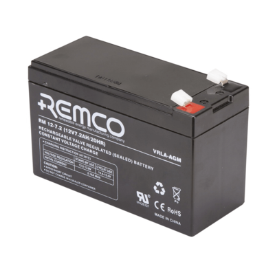 RM12-7.2 REMCO AGM Battery - 12V 7.2Ah, UPS Backup Power, Emergency Lighting, Security Systems, VRLA, Sealed    