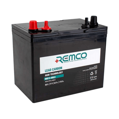 REMCO 90Ah Lead Carbon Deep Cycle Battery - AGM, 12V, Camping, Caravan, Marine & RV Use 