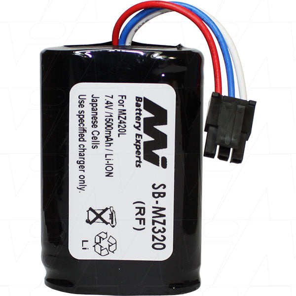 MI Battery Experts SB-MZ320 7.4V 1.9Ah Lithium-Ion Pack for Mobile Printers - Compact 72g Design, 14.1Wh Capacity, Professional-Grade Performance