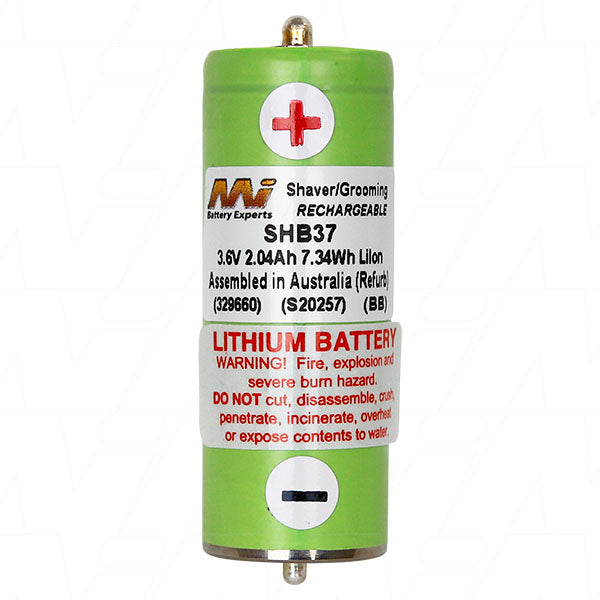 MI Battery Experts SHB37 Lithium-Ion Professional Grooming Battery - 3.6V, 2.04Ah for Hair Clippers & Shavers