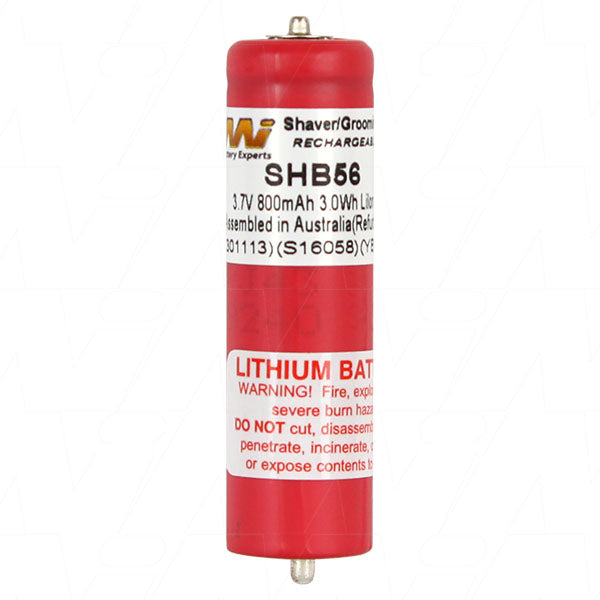 MI Battery Experts SHB56 3.7V 800mAh Lithium-Ion Battery for Pro Grooming Tools - Compact 14.2x50mm, 20g, 3.1Wh
