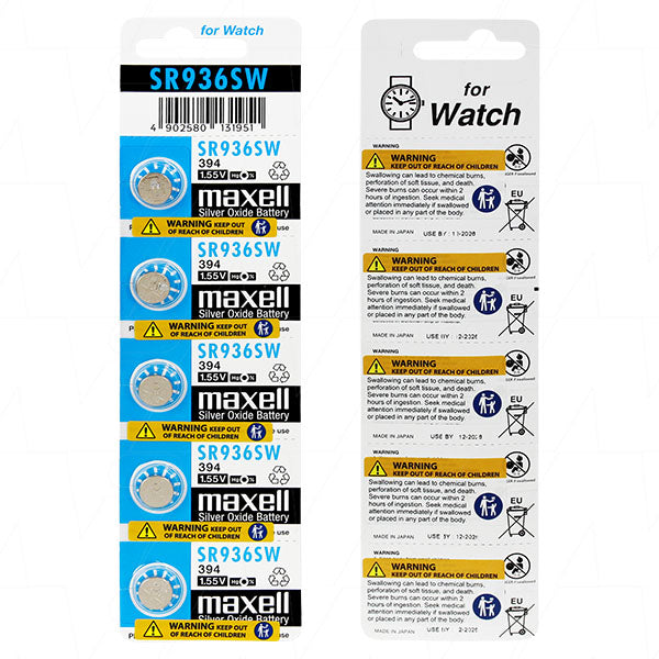 Maxell SR936SW Silver Oxide Watch Battery 5-Pack Professional-Grade 1.55V Power for Precision Timepieces & Electronics