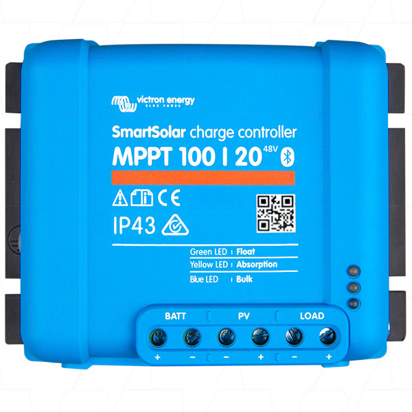 Victron Energy SmartSolar MPPT 100/20 48V Solar Charge Controller - 20A, 12/24/48V Auto-Select, 100V Max Input