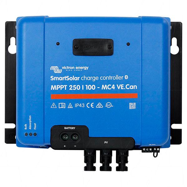 Victron Energy SmartSolar MPPT 250/100A-MC4 VE.Can Solar Charge Controller - 100A, 12-48V, MC4 Connectors