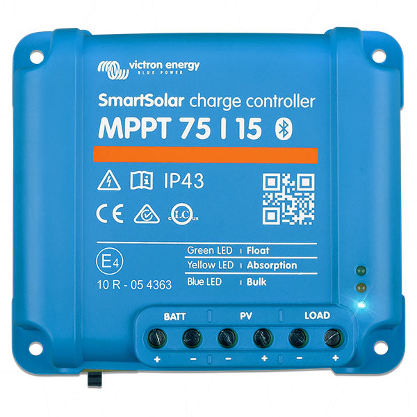 Victron Energy SmartSolar MPPT 75/15 Solar Charge Controller 15A, 12/24V Auto-Detect, Bluetooth Enabled, IP43 Rated