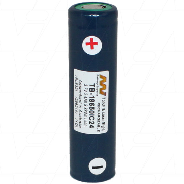 MI Battery Experts TB-18650IC24-BP1 Professional 2.4Ah Lithium-Ion Cell for High-Drain Devices | 3.7V, 8.9Wh, Protected