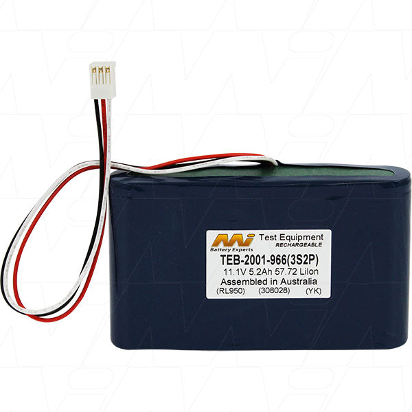 MI Battery Experts TEB-2001-966 11.1V 5.2Ah Li-Ion Battery Pack for Professional Test Equipment - 57.7Wh, 291g