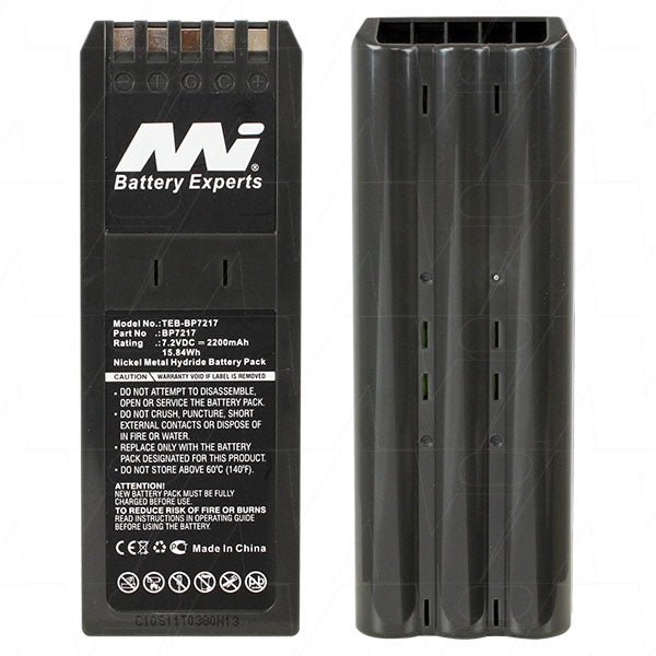 MI Battery Experts TEB-BP7217 7.2V 2.2Ah NiMH Battery Pack - Professional-Grade Power for Industrial & Portable Equipment (15.8Wh, 256g)