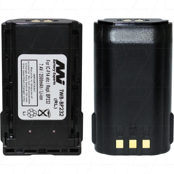 TWB-BP232 Professional Two-Way Radio Battery 7.4V, 2.5Ah Lithium-Ion, 18.5Wh, 123g, for Security & Emergency Comms
