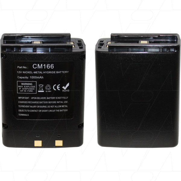 Professional-Grade MI Battery Experts TWB-CM166MH 12V NiMH Two-Way Radio Battery - 10.8Wh, 1Ah, 247g, for Extended Shifts