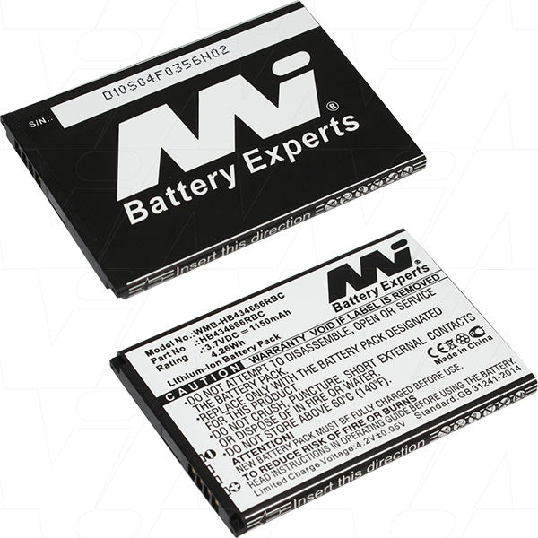 MI Battery Experts WMB-HB434666RBC-BP1 Lithium-Ion 3.7V 1.15Ah Wi-Fi Modem Battery - 4.3Wh Compact 37g Backup Power for Uninterrupted Internet Connectivity