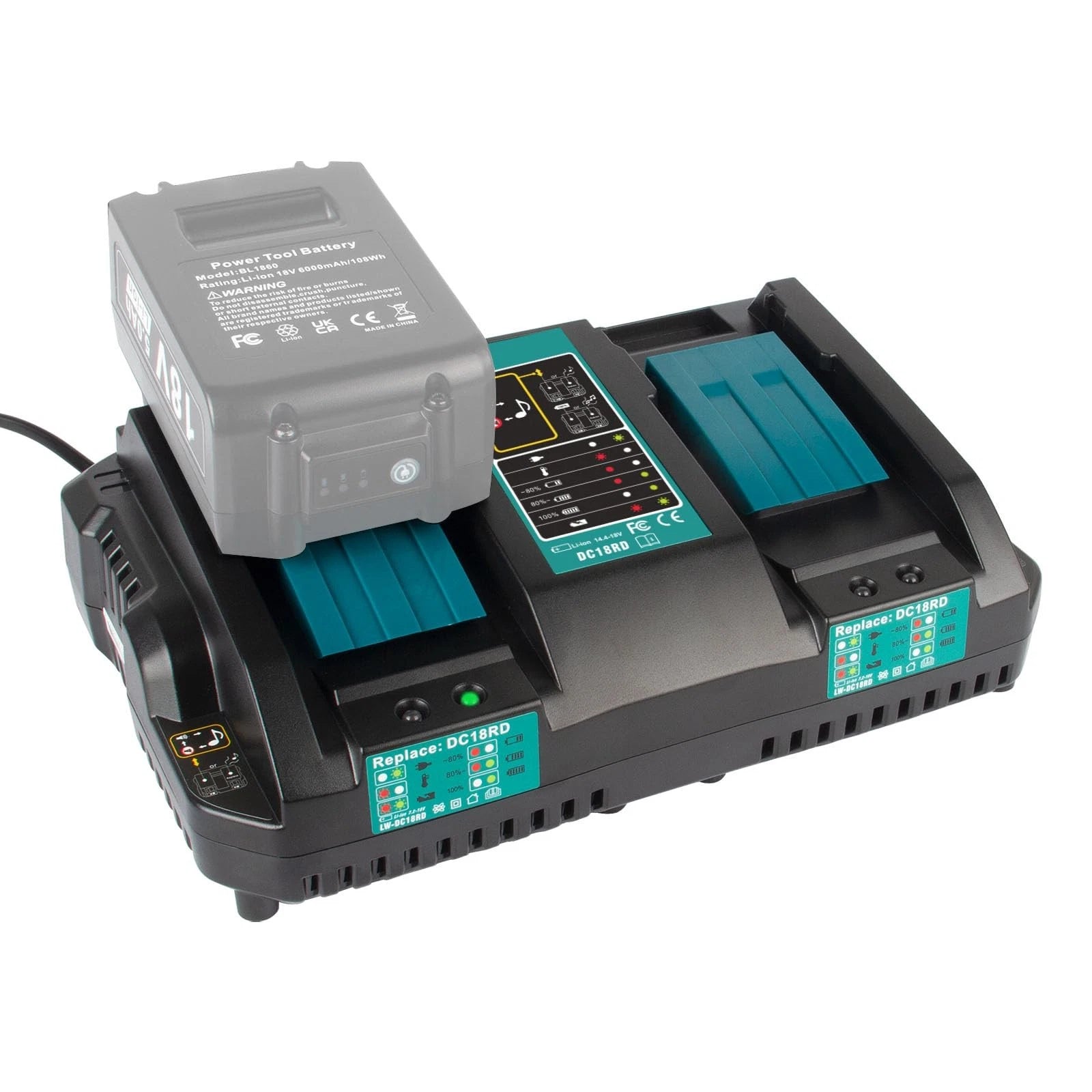 Makita DC18RD Dual Port Rapid Battery Charger 14.4-18V Li-ion 7A 2.2kg