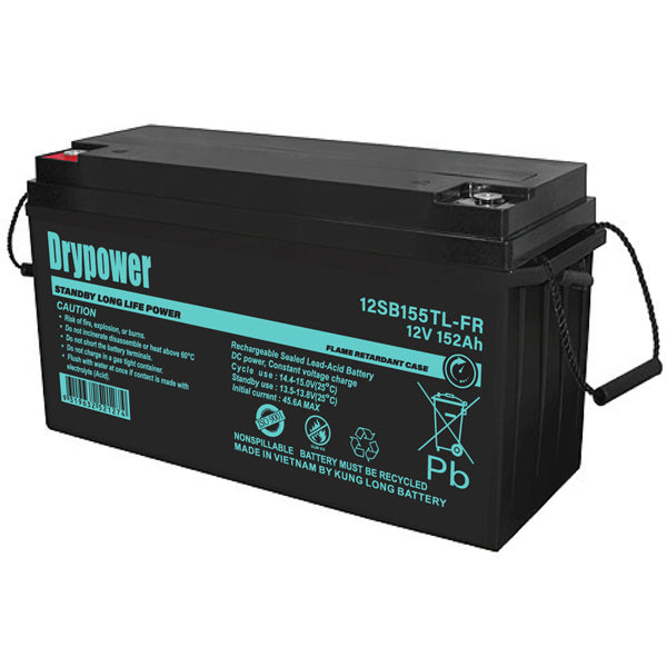 12V 152Ah Drypower Long Life Standby AGM Battery - 10-12 Year Design Life