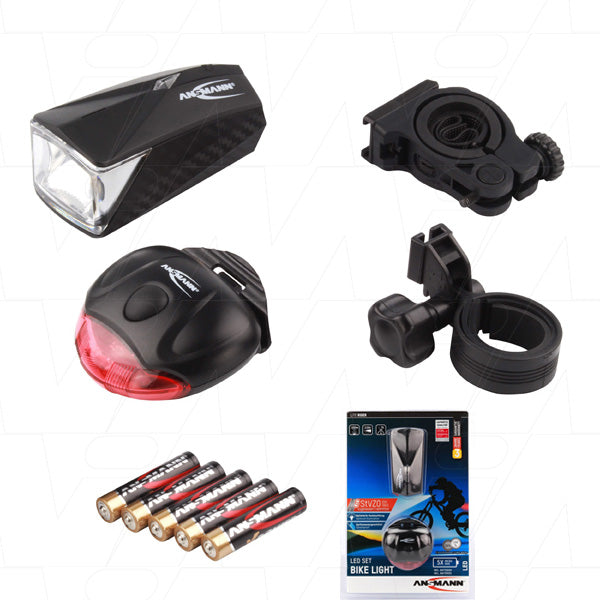 LITERIDER LED Bike Light Set (front & rear) with 5xAAA alkaline