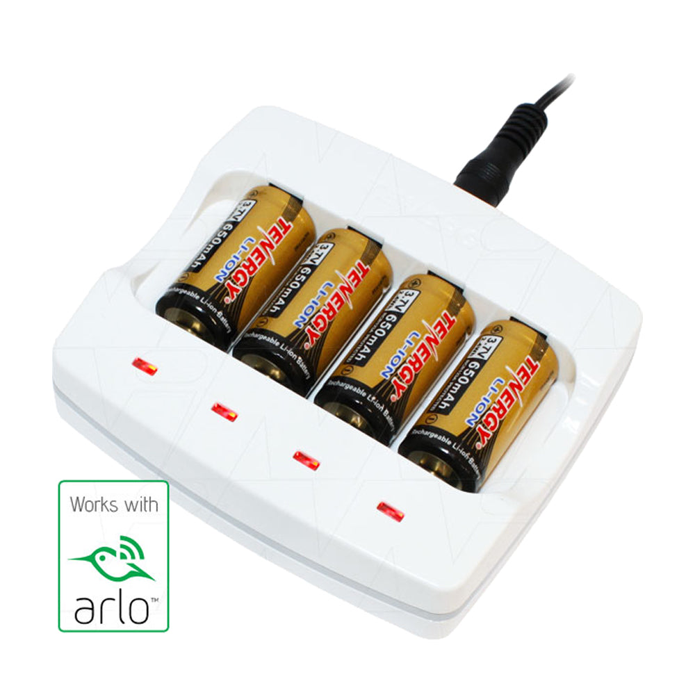Tenergy 4 cell LiIon 123A 400mA charger w' 4 x 123A battery