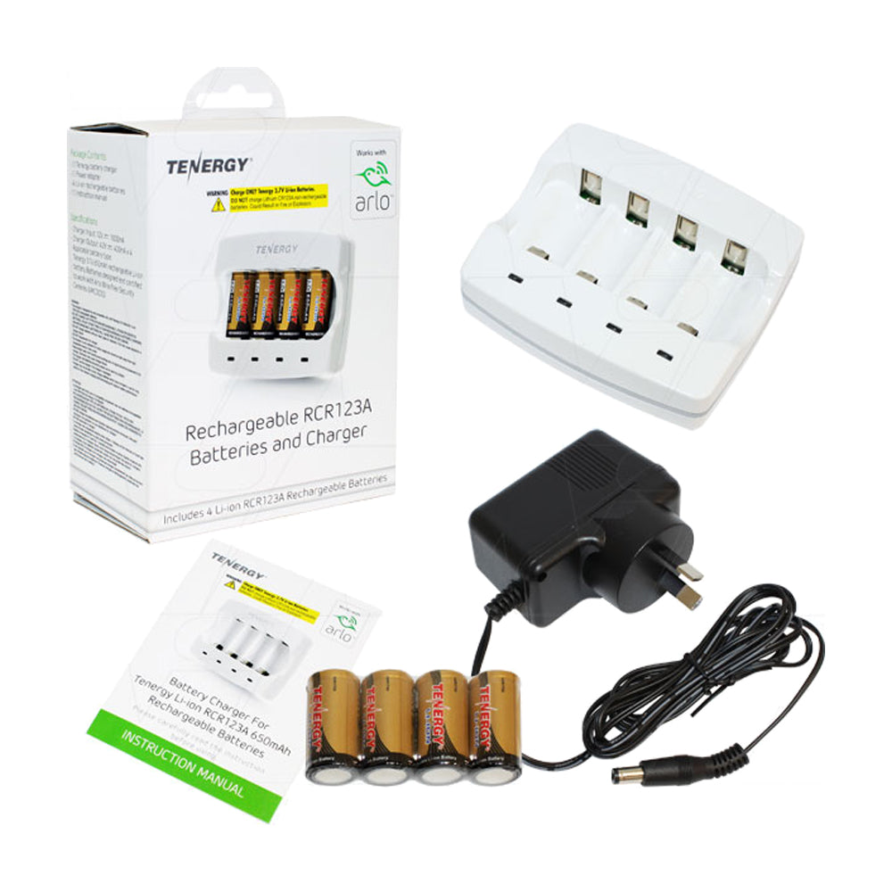 Tenergy 4 cell LiIon 123A 400mA charger w' 4 x 123A battery
