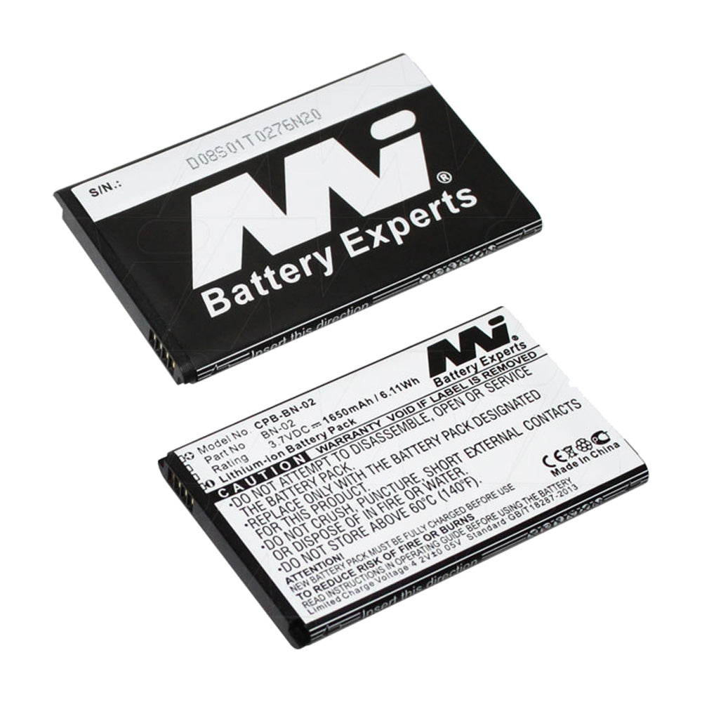 3.7V 1650mAh LiIon Mobile Phone battery