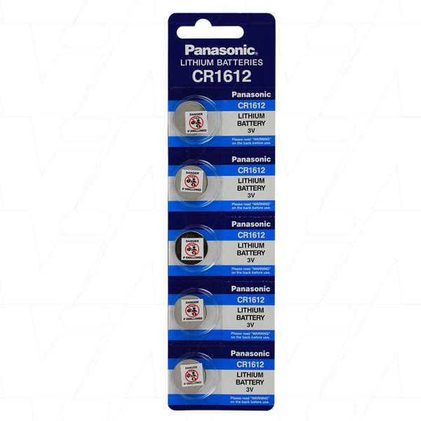 CR1612 3V Lithium Coin Cell Blister of 5