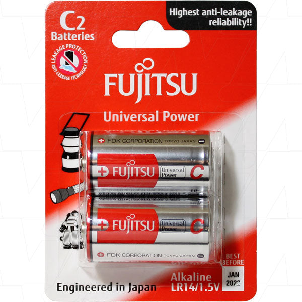 Fujitsu Universal Power 1.5V C Alkaline Blister of 2