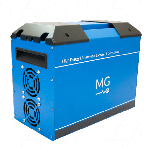 25.2V 150Ah 3780Wh HE Series LiIon NMC Battery + M12 Connector - Metal Enclosure - Series Up to Sixteen (16) Modules