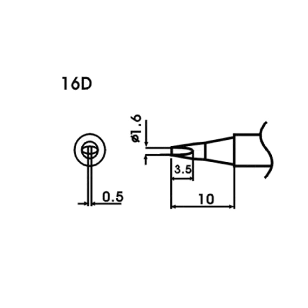 16D 1.6mm x 3.5mm Bevel Type Soldering Tip with Heating Cartridge