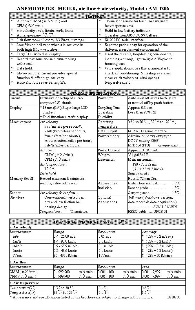 Anemometer - Air Flow & Air Velocity