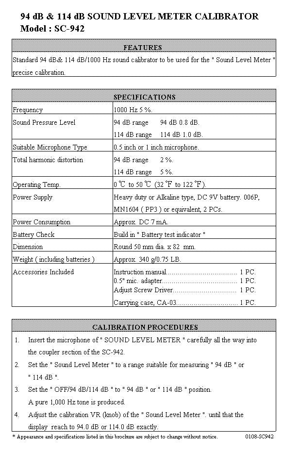 Sound Level Calibrator